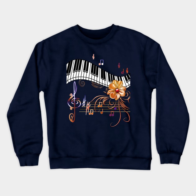 Piano Musically Gold Flower Crewneck Sweatshirt by KimLeex